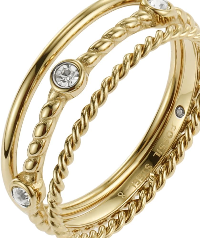 Detalle 2 de Fossil Damenring Vintage Heritage – Edelstahl goldfarben