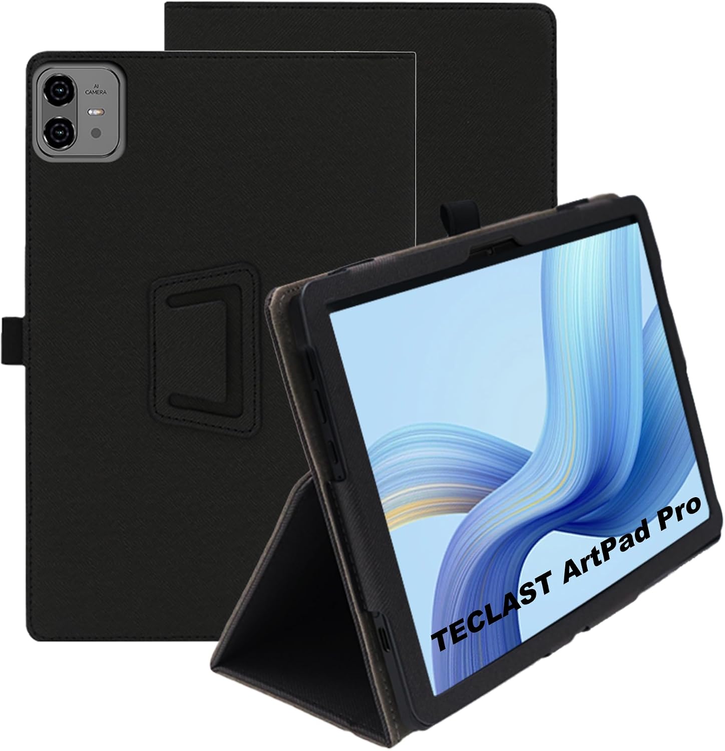 Detalle de zZjoOoj Schutzhülle für Teclast ArtPad Pro 12,7 Zoll (2025) – ultra-dünnes PU-Case mit Grip-Band und 2-Stufen-Ständer, schwarz