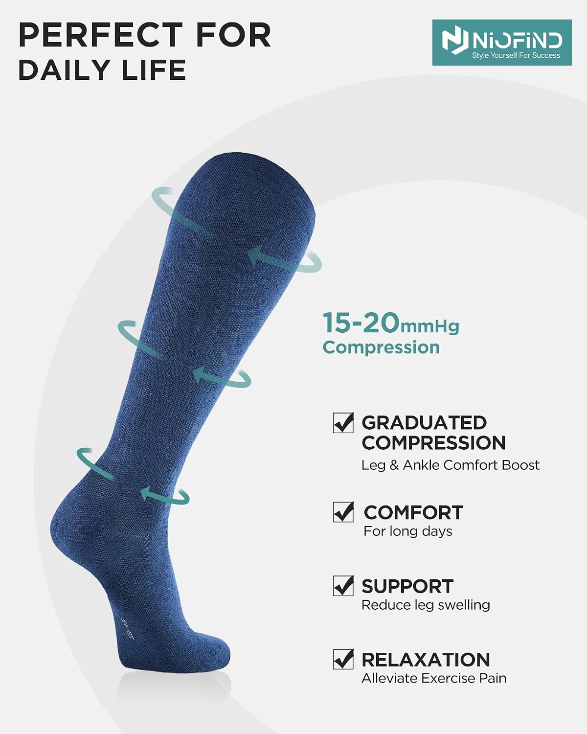 Detalle 2 de Niofind 15–20 mmHg Compression Socks for All-Day Comfort