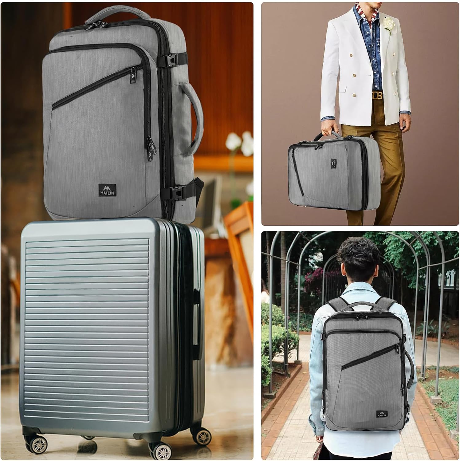 Detalle 2 de MATEIN 40L Handgepäck Rucksack – erweiterbar, flexibel, ideal für Flugreisen