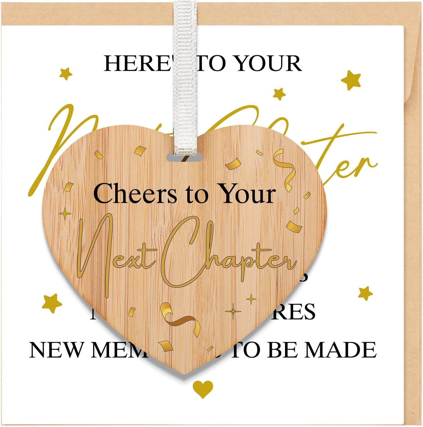Detalle de Welsky Good Luck Cards with Wooden Plaque – Leave-taking Gift Set for Colleagues