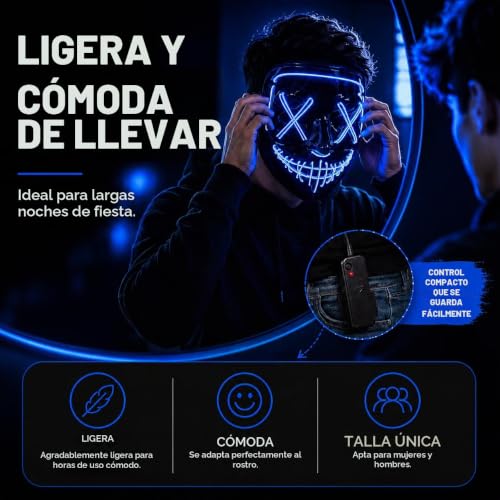 Thumbnail 2 de FASCHINFEVER Máscara LED Purge azul con modos de luz y control