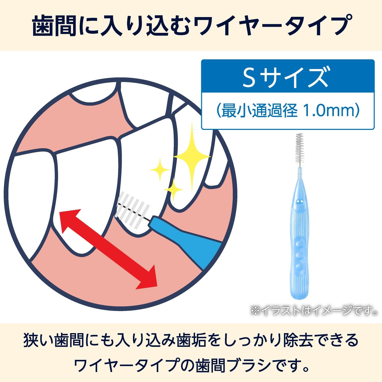 Detalle 2 de by Amazon I字型歯間ブラシ Sサイズ 最小通過径1.0mm・キャップ付き 50本入