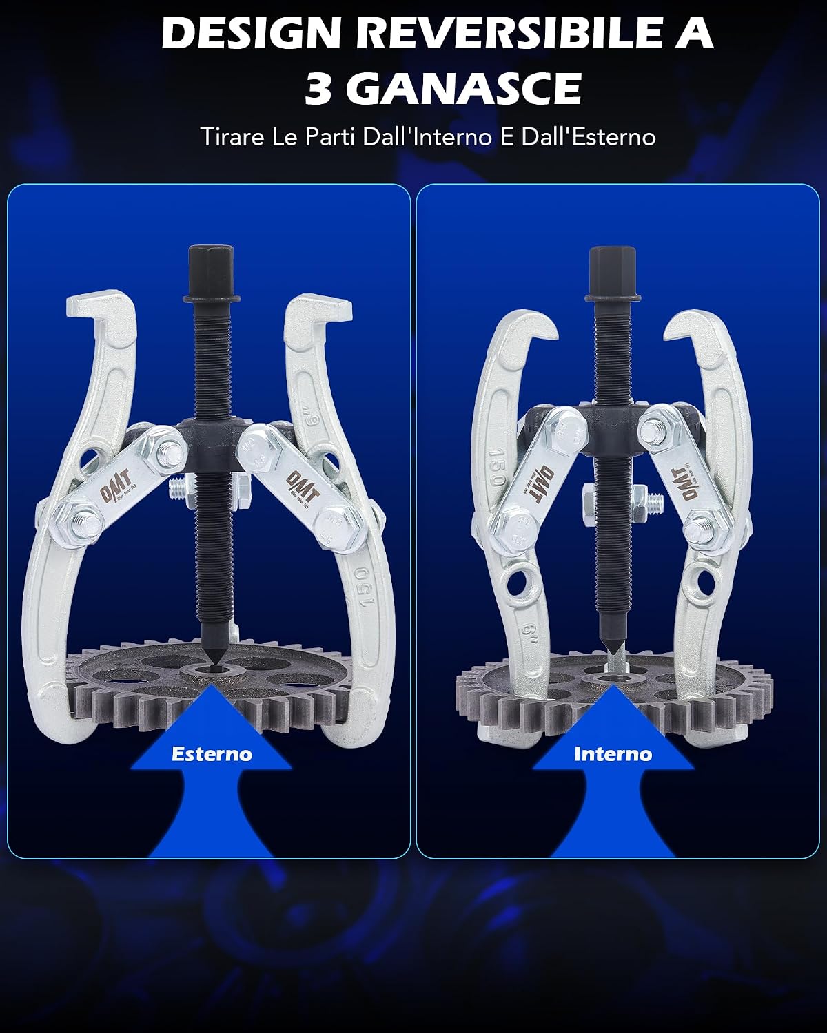 Thumbnail 3 de Orion Motor Tech: Estrattori per Ingranaggi a 3 Ganasce 75/100/150 mm – Set universale per cuscinetti, pulegge e volano