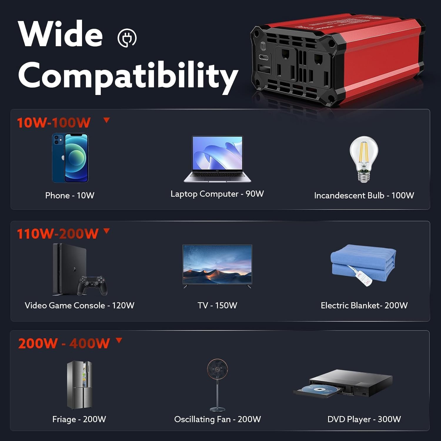 Detalle 2 de VANSOET Car Power Inverter, 400W