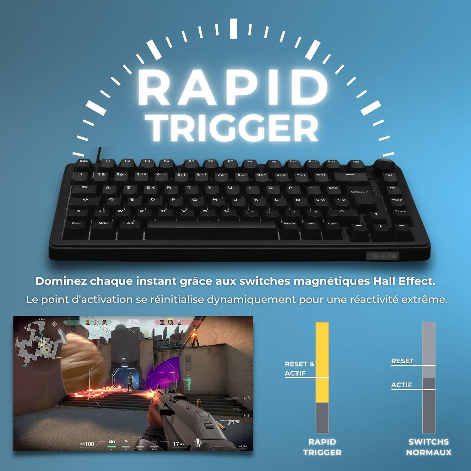 Thumbnail 3 de THE G-LAB KEYZ Elite 300 HE – klawiatura gamingowa 75% Hall Effect, AZERTY FR