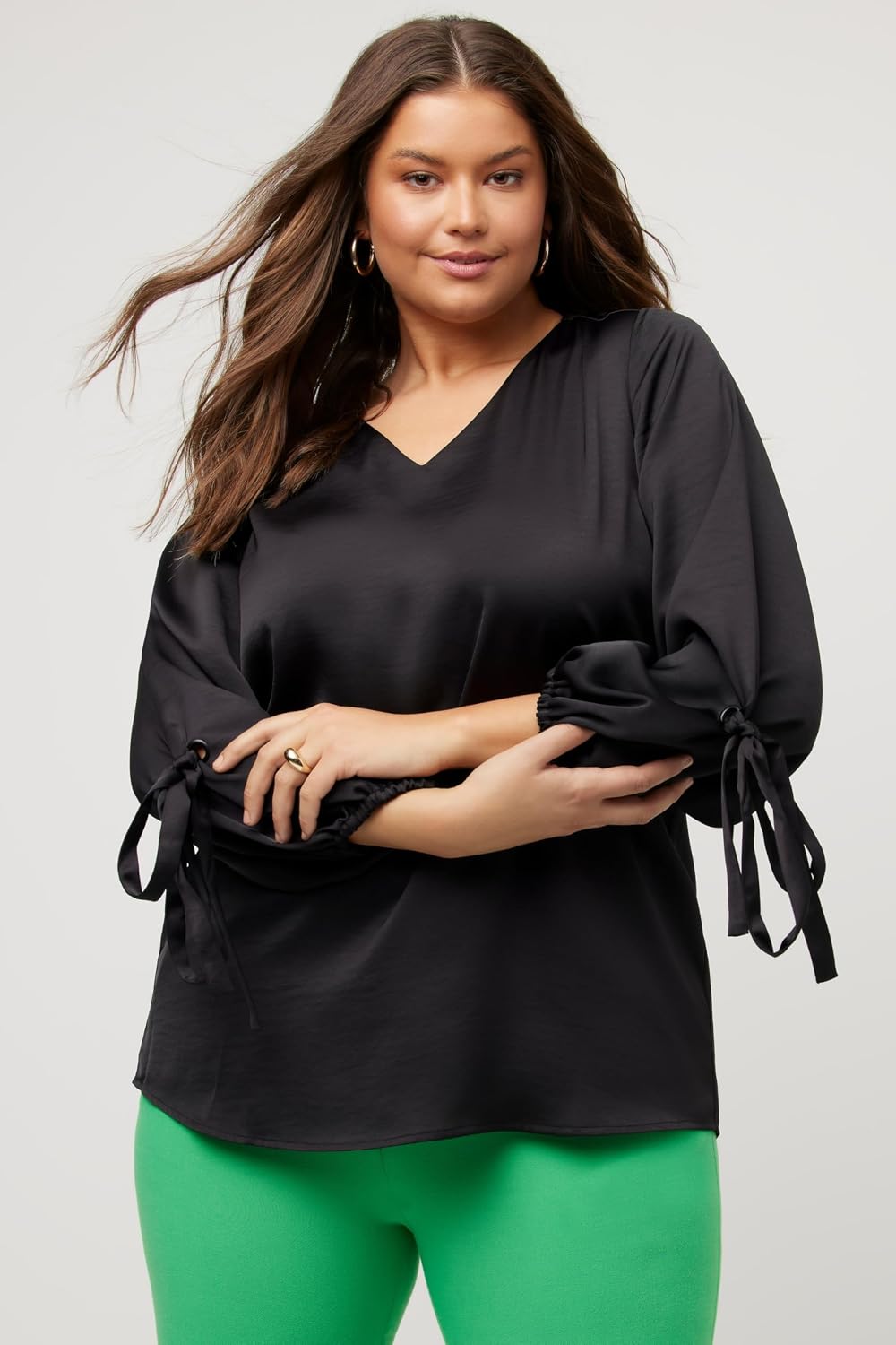 Thumbnail 5 de Ulla Popken Blouse à manches ballon – Bleu femme
