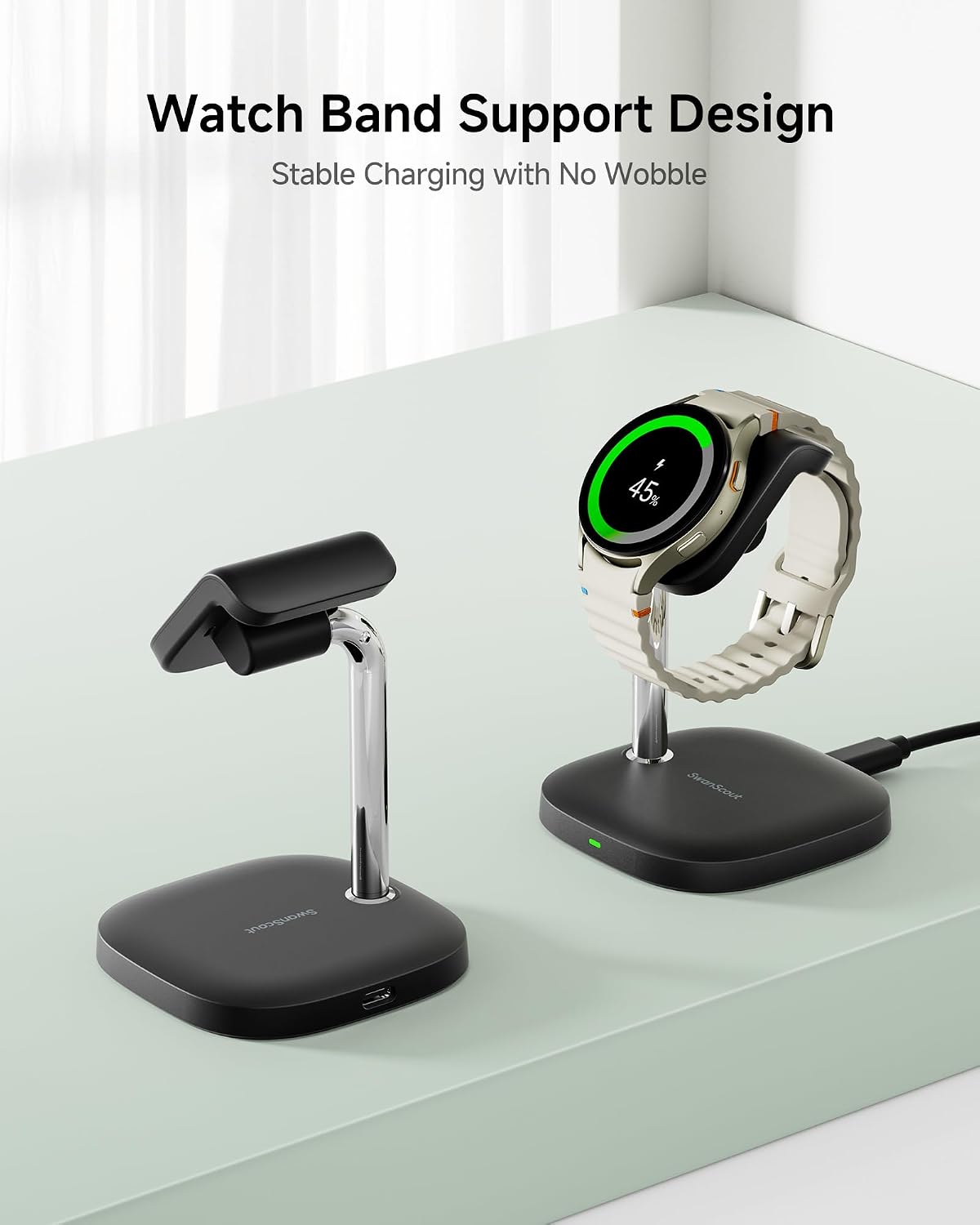 Detalle 2 de SwanScout 505S Black Charging Stand for Samsung Galaxy Watch models
