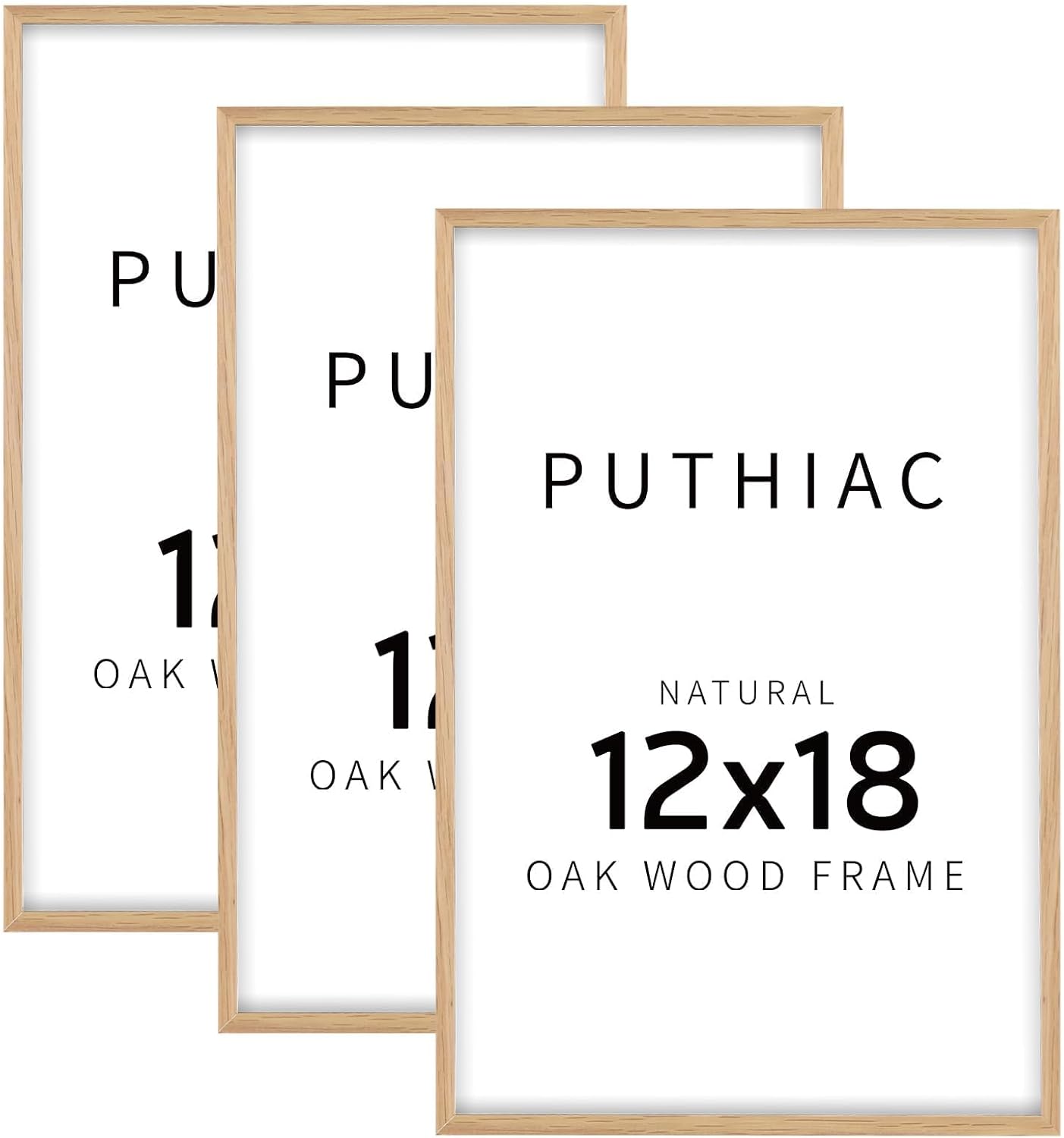 Detalle de puthiac P124-12#18-3 Solid Oak Picture Frames, 3-Pack, 8x12 or 12x18