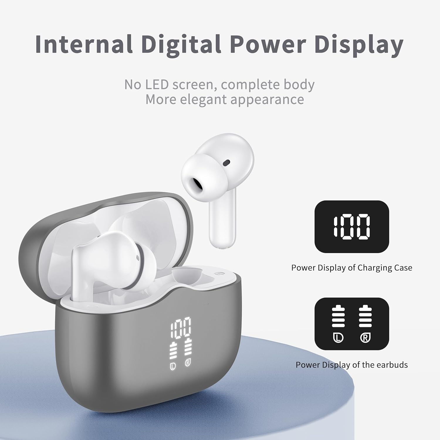 Thumbnail 1 de xinwld Bluetooth 5.4 In-Ear-Kopfhörer mit ENC-Mikrofon, IP7 und LED-Ladestandsanzeige (dunkelgrau)