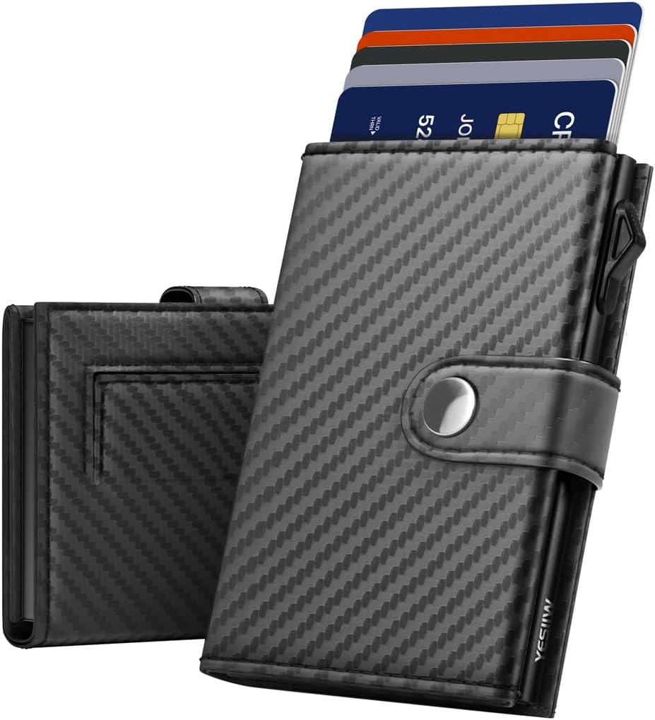 Detalle de YESIIW Pop-up RFID leather trifold wallet, 9 cards 👛