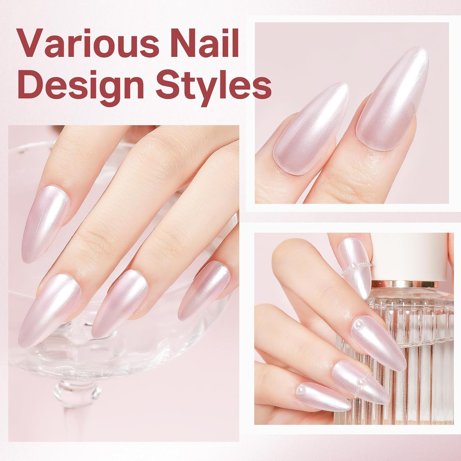 Detalle 2 de MIZHSE Pearlescent Pink Nail Polish — Quick Dry, Oil-Based Pale Pink (15ml)