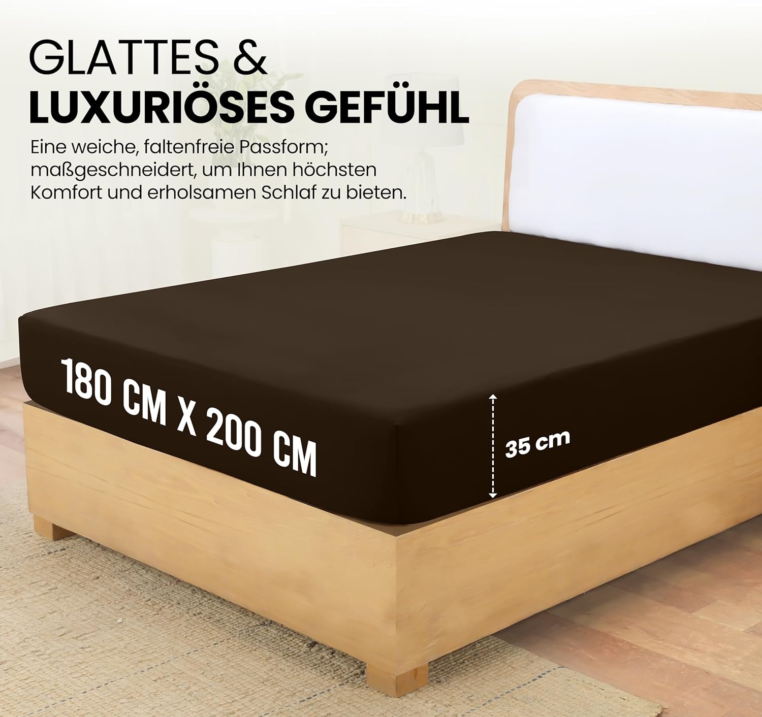 Thumbnail 1 de Utopia Bedding Spannbettlaken 180x200 cm – Braun, Gebürstete Polyester-Mikrofaser, 35 cm Tiefe