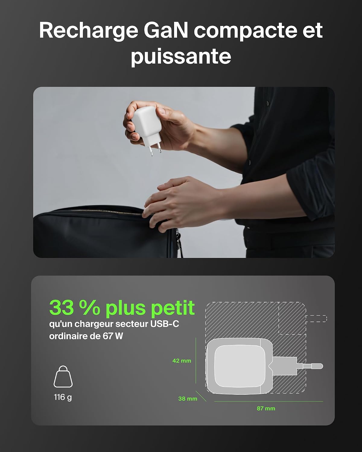 Detalle de Belkin SmartProtect 67 W Chargeur USB‑C 2 ports