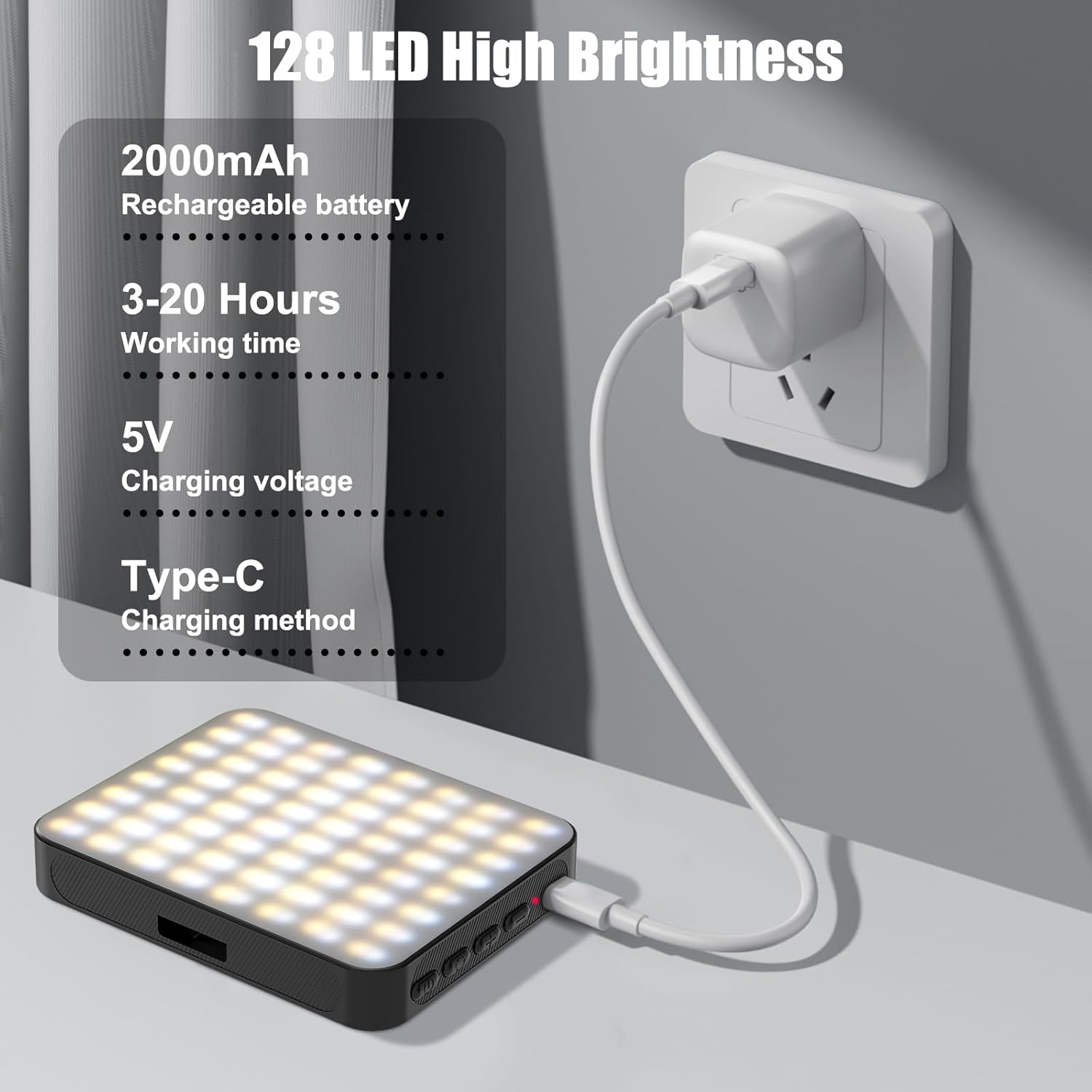 Detalle 2 de Diyife Magnetic Selfie Light with 128 LEDs – 360° Rotatable Clip-on Phone Light for Video, Calls and Live Streaming