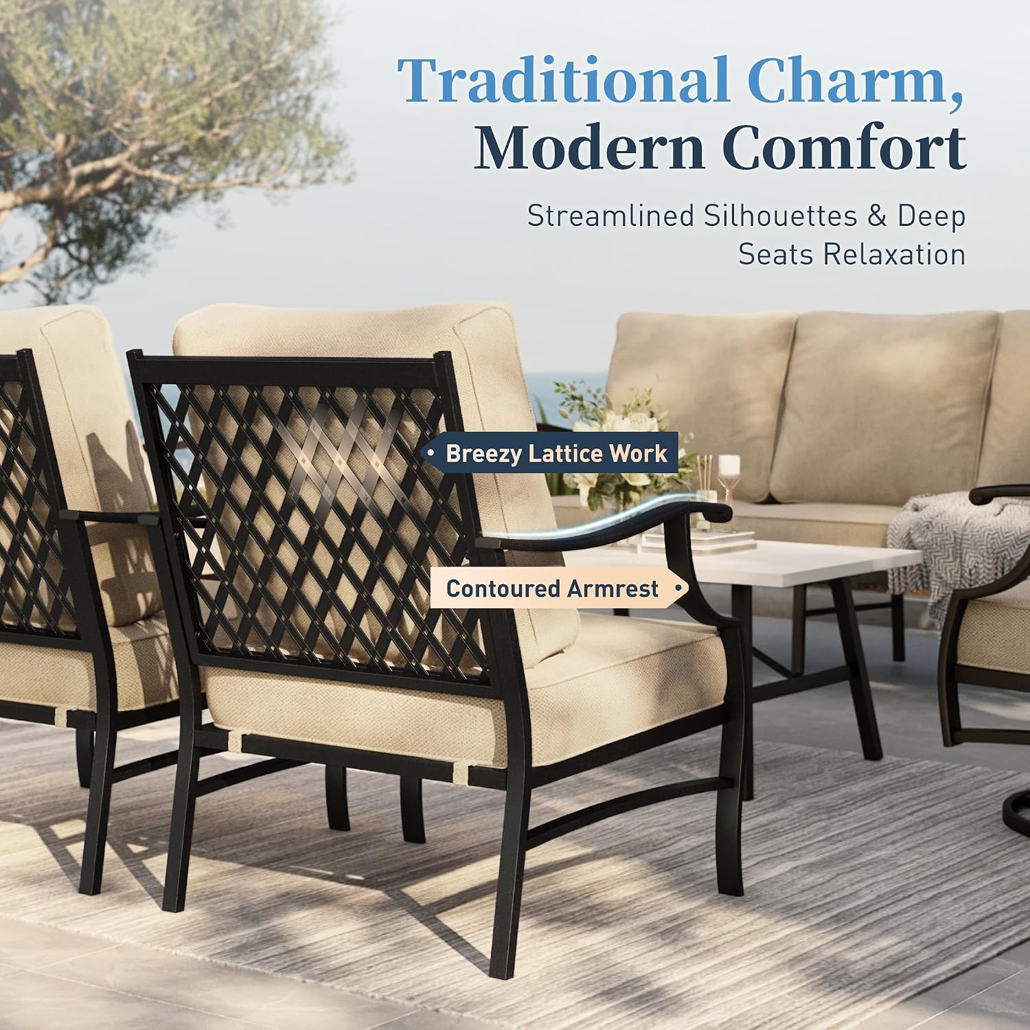 Detalle de SUNSHINE VALLEY CP003-01-5_I1 Metal Patio Conversation Set, 5 Seats