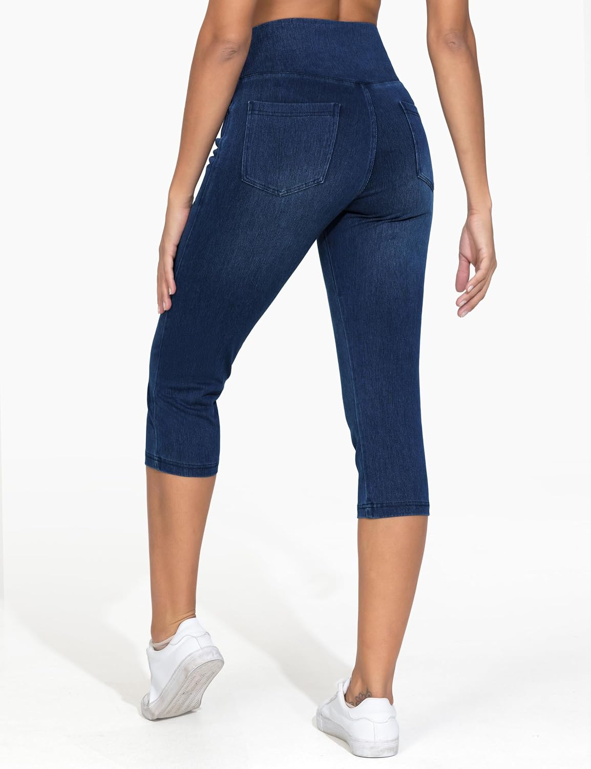Detalle 2 de THE GYM PEOPLE Women’s V-Cross Capri Jeggings, 3/4 Stretch with Tummy Control