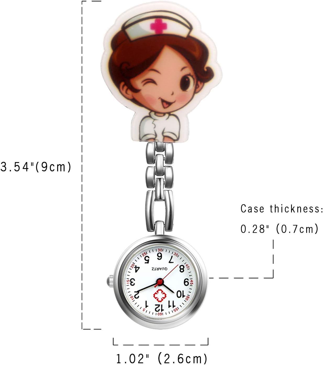 Detalle 2 de Avaner Krankenschwesteruhr Cartoon Taschenuhr mit Clip – präzise Quarz-Uhr für Klinikpersonal
