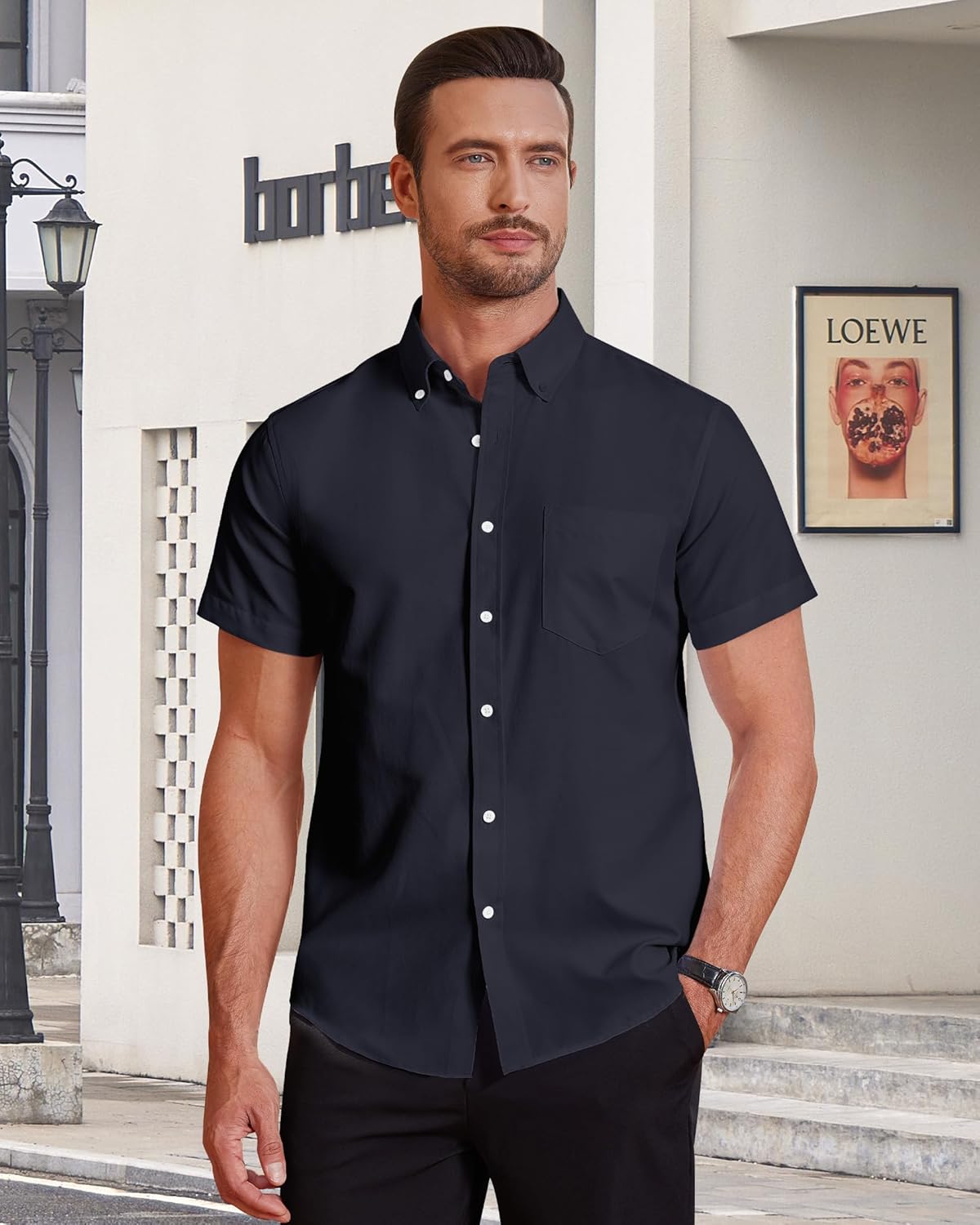 Thumbnail 2 de J.VER Herren Kurzarm Oxfordhemd Regular Fit mit Button-Down und Tasche