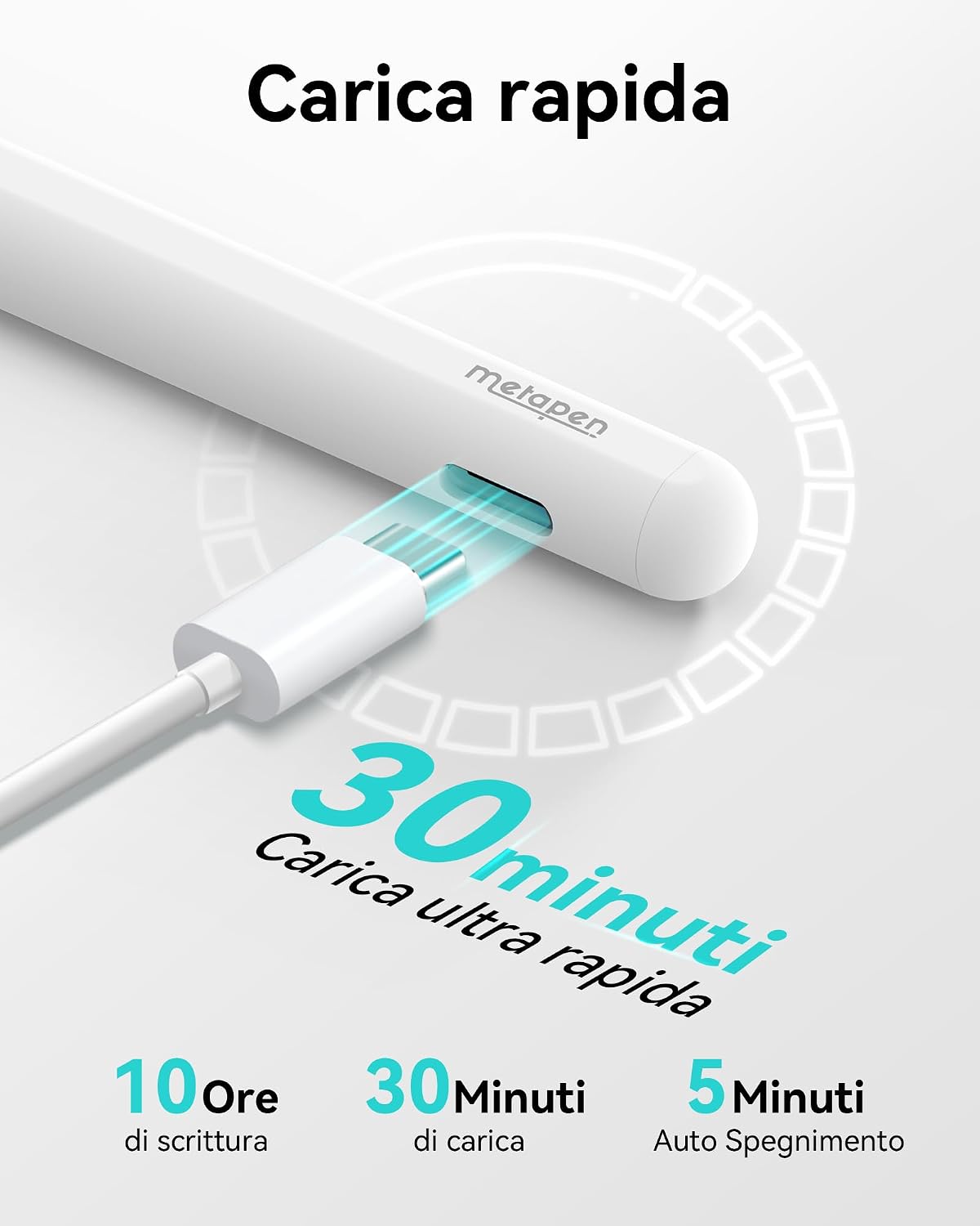 Detalle de Metapen Penna A11 per iPad (2018-2026): penna stilo compatibile Apple Pencil, ricarica rapida e precisione pixel