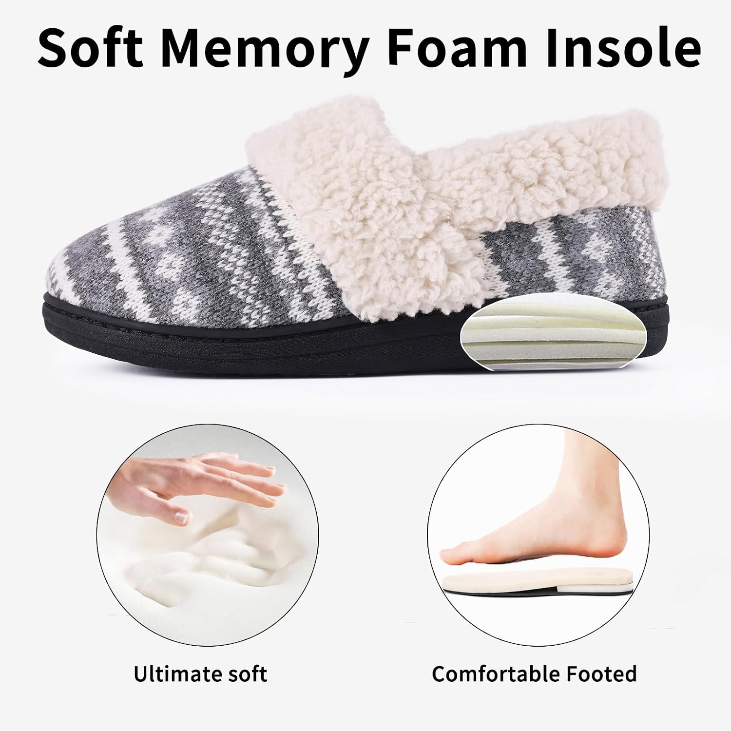 Detalle 1 de Evshine Memory Foam House Slippers