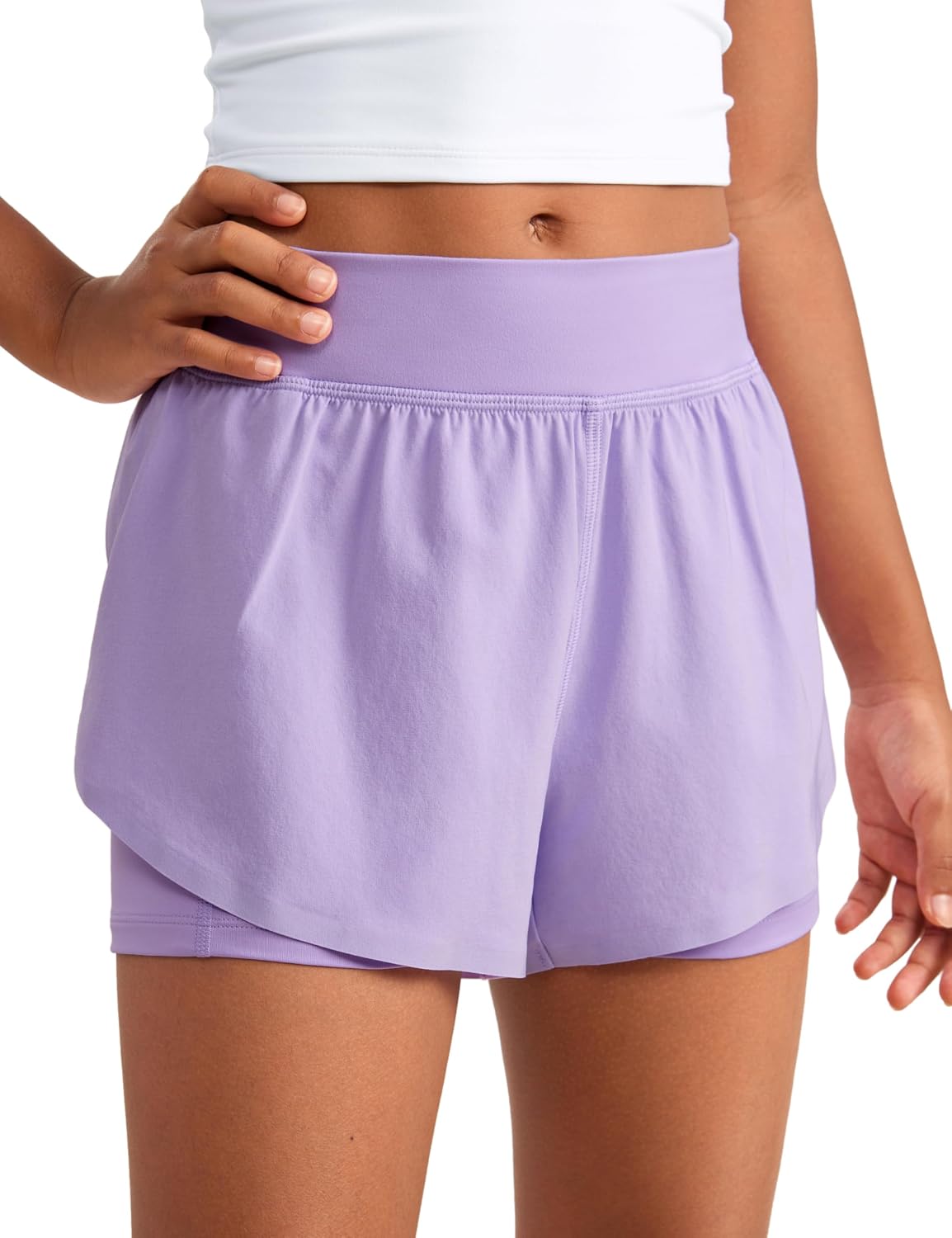 Thumbnail 5 de CRZ YOGA Filles short 2 en 1 dauphin athlétique : hauteur + poches pour la course et le tennis