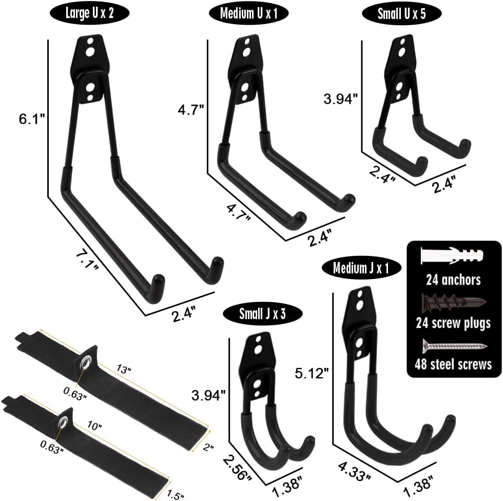 Thumbnail 1 de Remiawy Garage Hooks 14-Pack heavy duty steel storage wall hangers with anti-slip coating