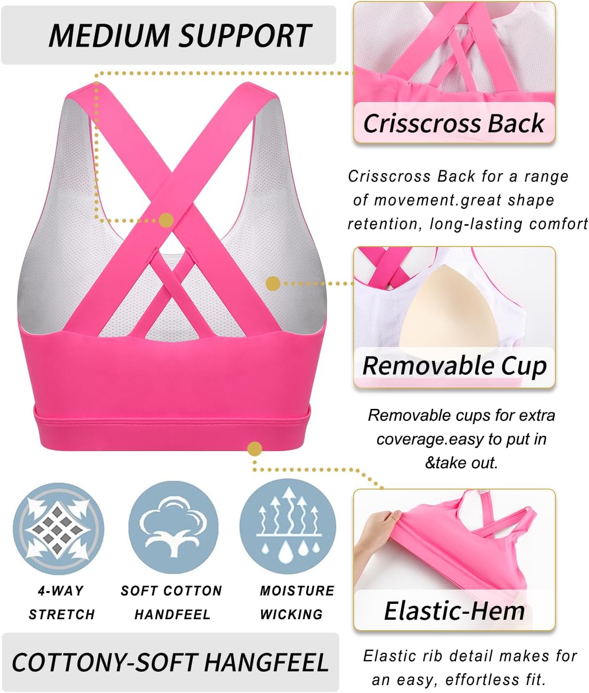 Thumbnail 5 de RUNNING GIRL Sports Bras Padded Medium Support