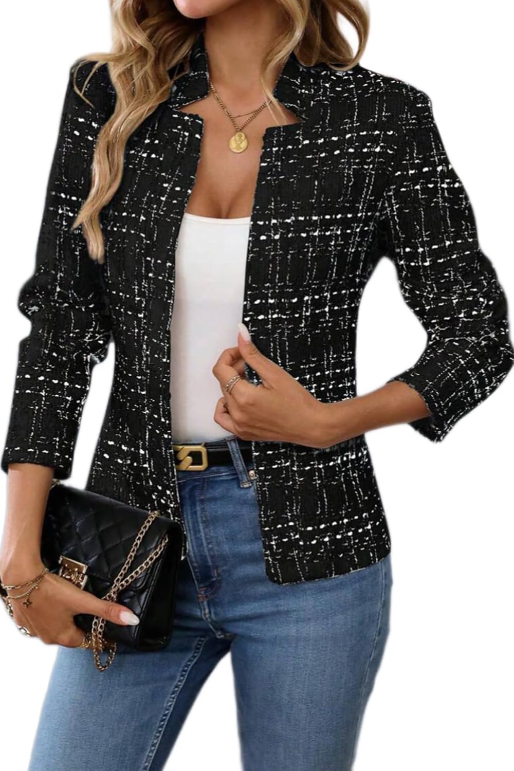 Thumbnail 6 de ELLEVEN Tweed Open Front Blazer