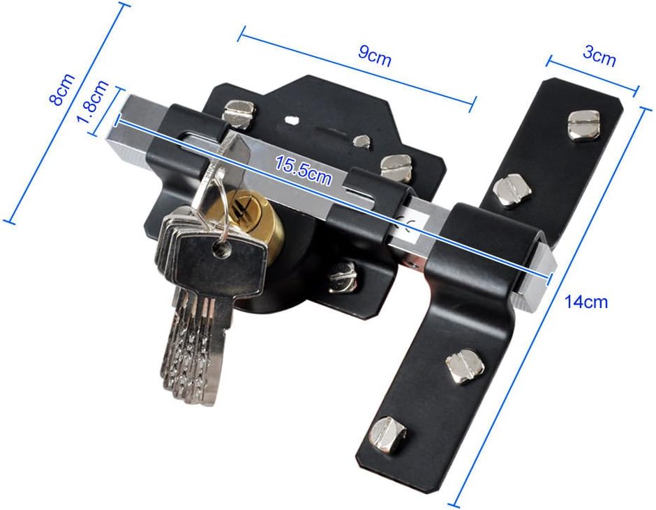 Detalle de Concise Home 70mm Big Double Long Throw Gate Lock with 5 Keys