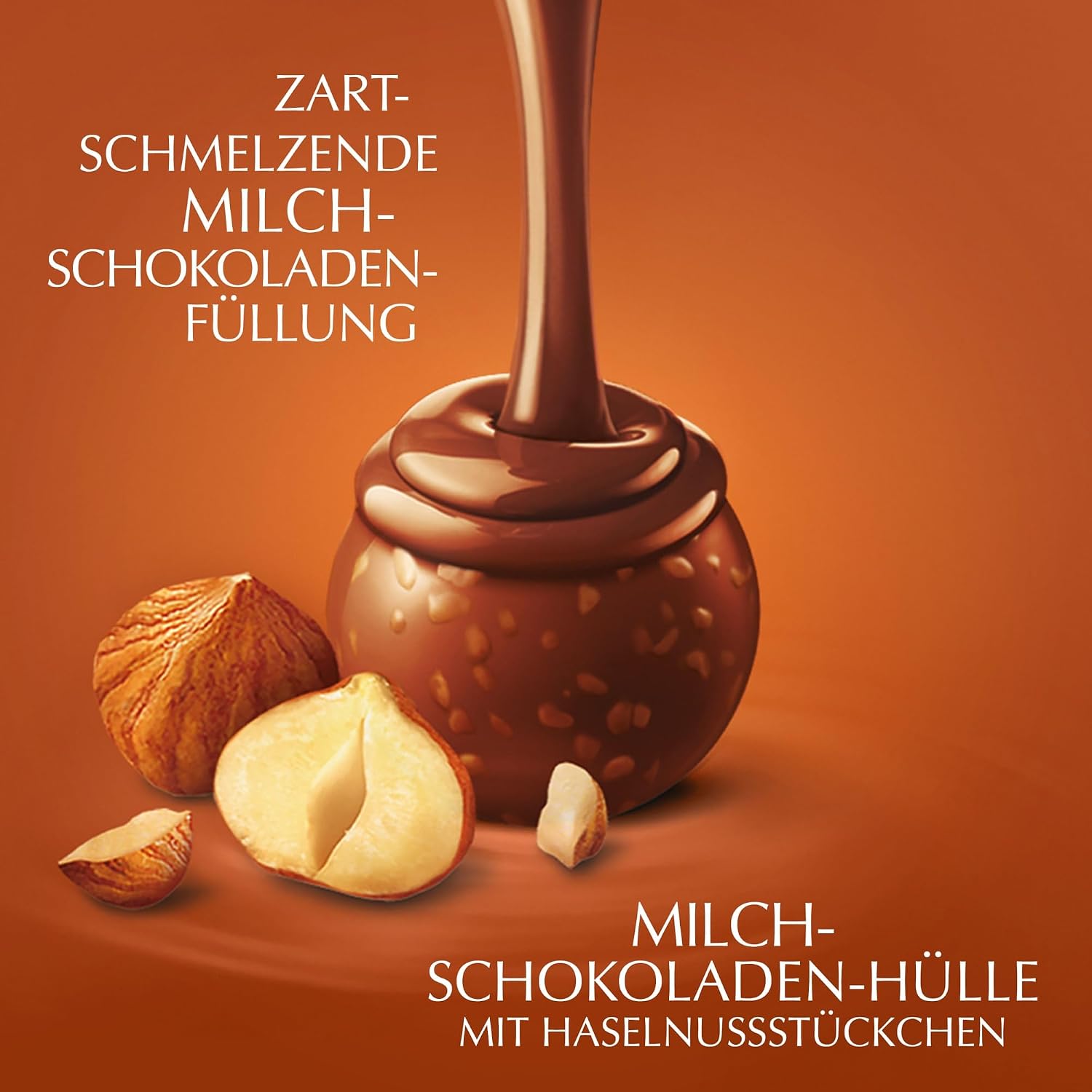 Detalle de Lindt LINDOR Cornet Haselnuss Schokolade (500 g) – 38 Kugeln in Vollmilchschokolade