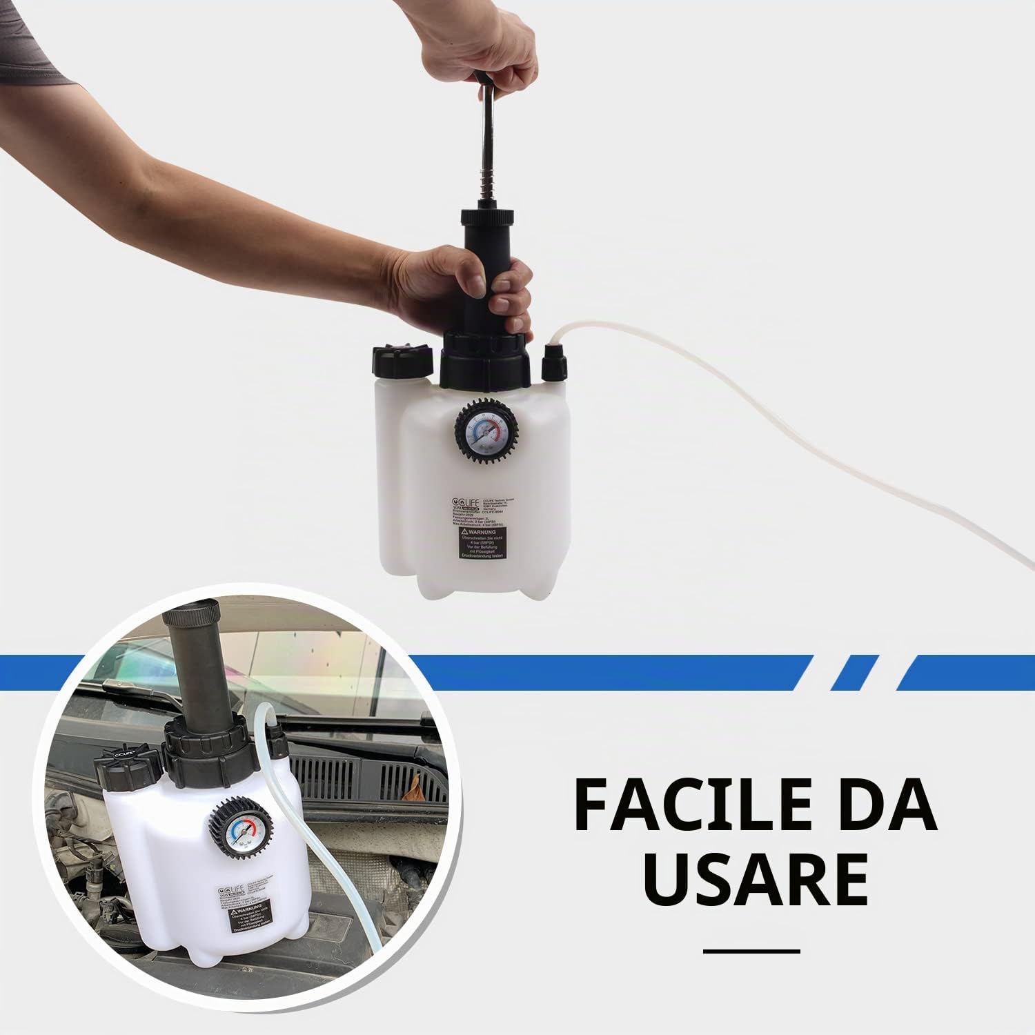 Detalle de CCLIFE Spurgo Freni Manuale 3L Kit con Adattatore E20 – Soluzione professionale per spurgo liquido freni e frizioni