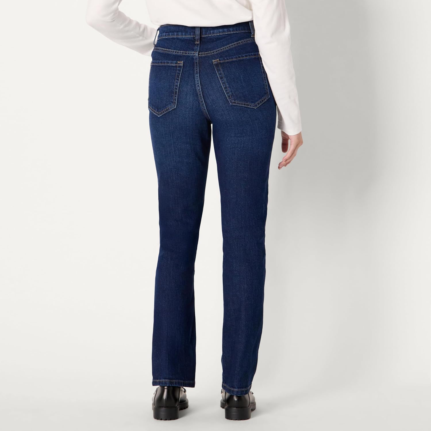 Detalle 2 de Amazon Essentials Jeans Vita Alta a Gamba Dritta Donna – Lavaggio Ombré Scuro, 40