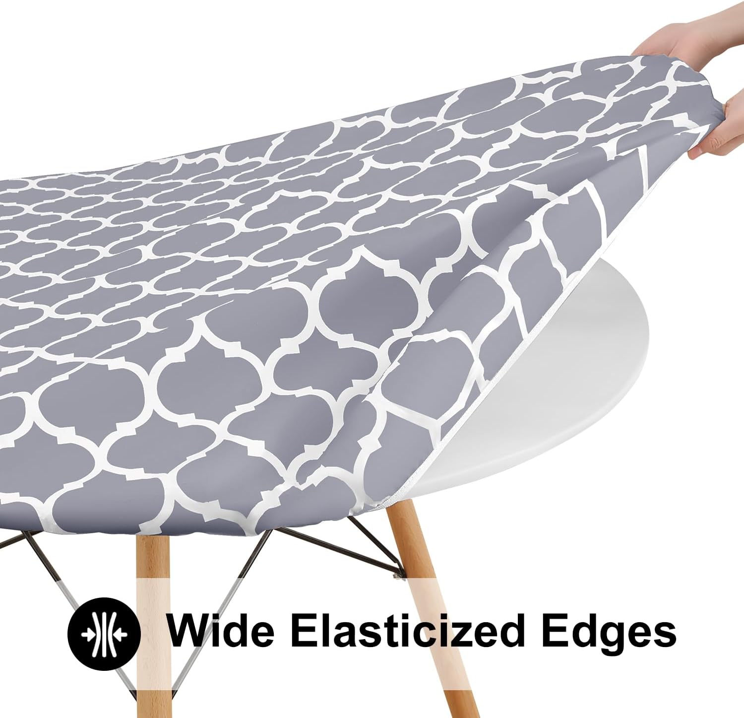 Thumbnail 2 de Smiry Round Picnic Tablecloth (Waterproof Elastic Fitted Covers) for 45"–56" Tables, Grey & White