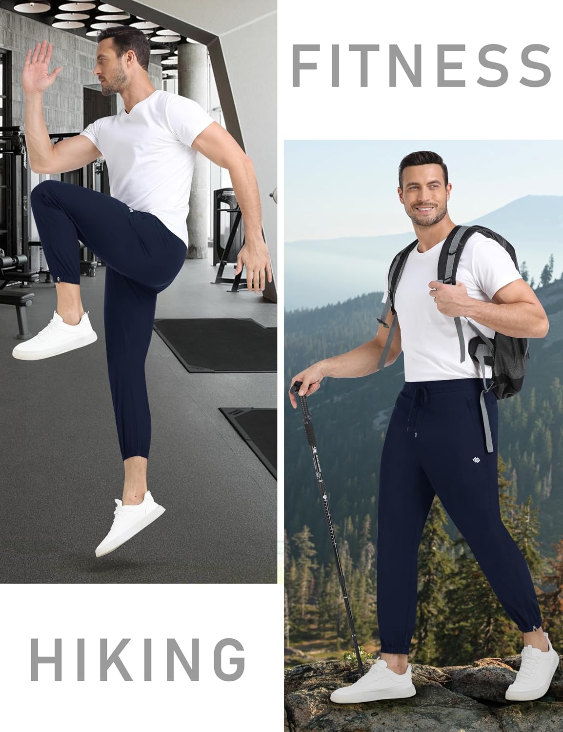 Detalle de MoFiz Jogginghose Herren – leichte Outdoor- und Wanderhose mit Schnell-Trocknung & Reißverschlusstaschen