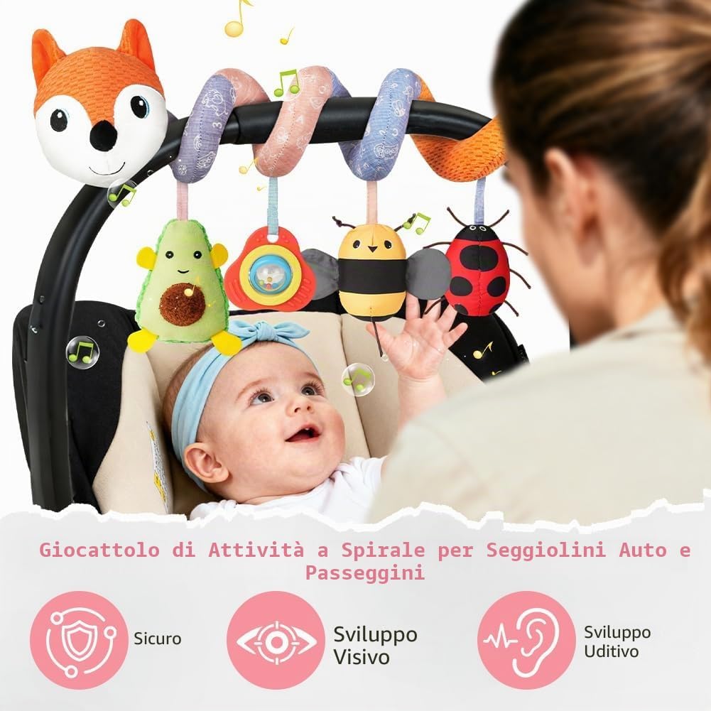 Thumbnail 2 de Vicloon Giocattolo a Spirale per Passeggino Neonato – Peluche a spirale, volpe arancione