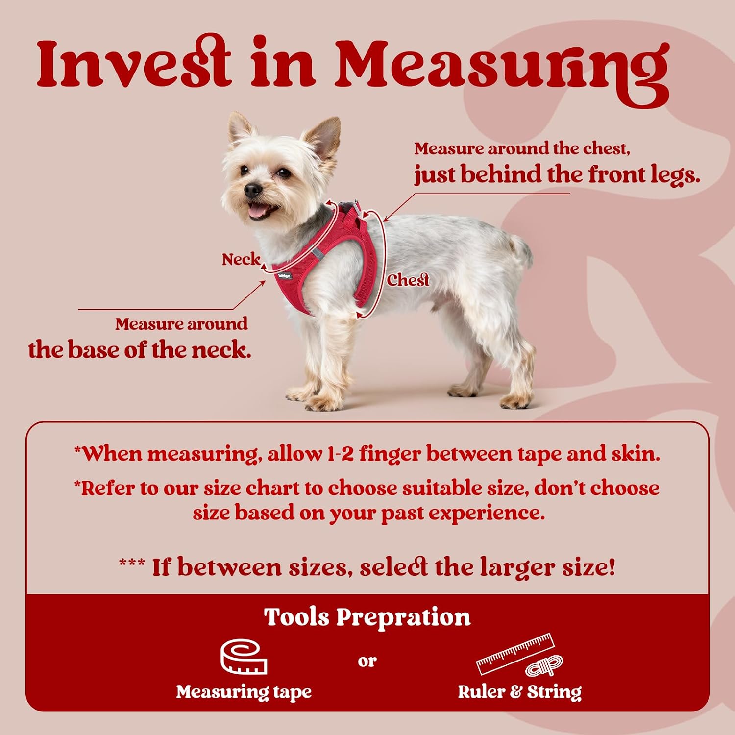 Thumbnail 1 de rabbitgoo Small Dog Harness: Step-In Soft Mesh Vest in Red