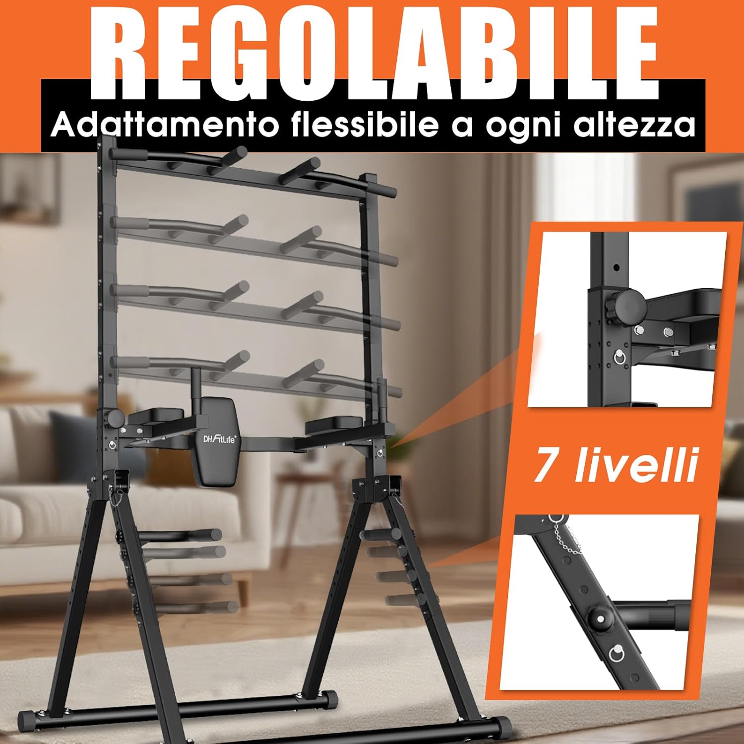 Thumbnail 3 de DH FitLife Power Tower Dip Station Pieghevole: stazione fitness multifunzionale per casa