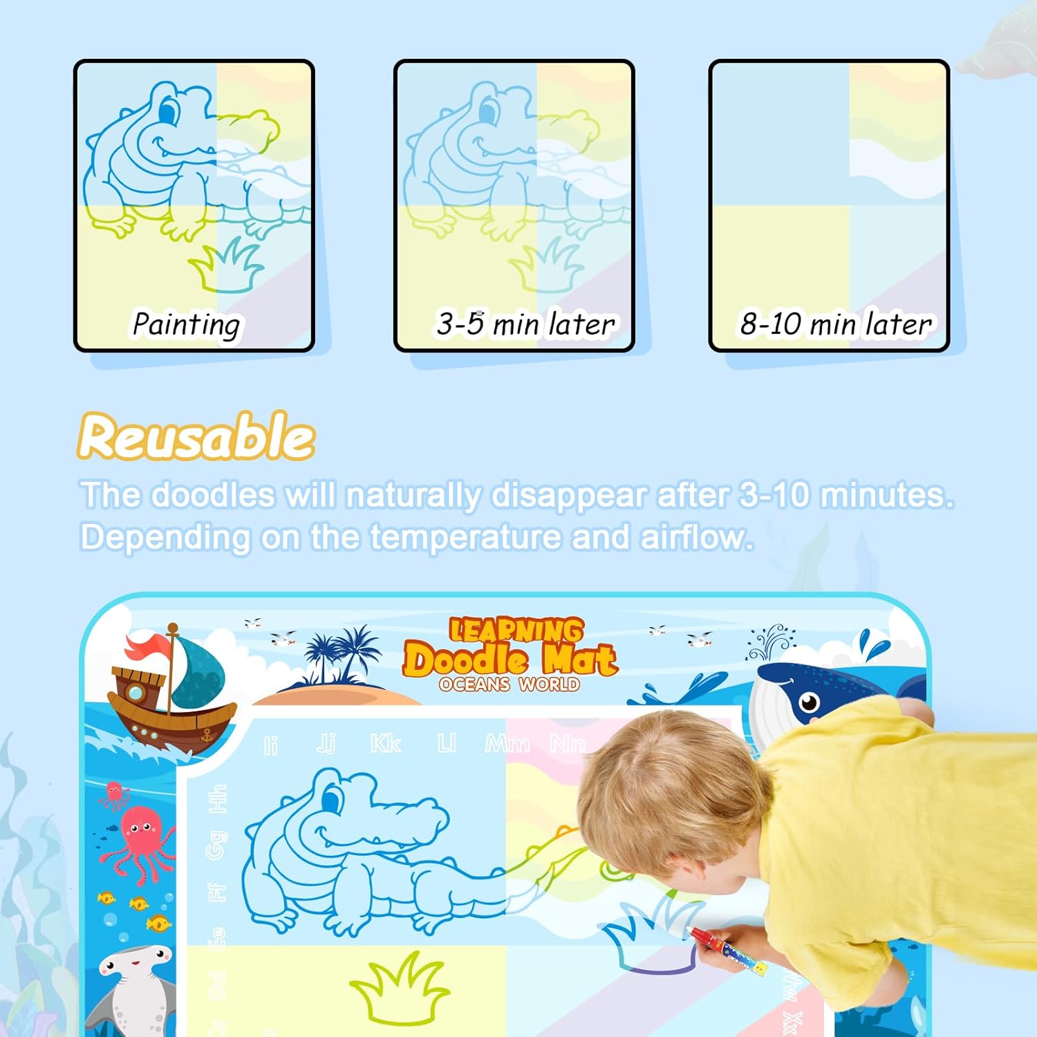 Detalle de Chellago Aqua Magic Doodle Matte – Malspaß mit Wasser für 1–6 Jahre