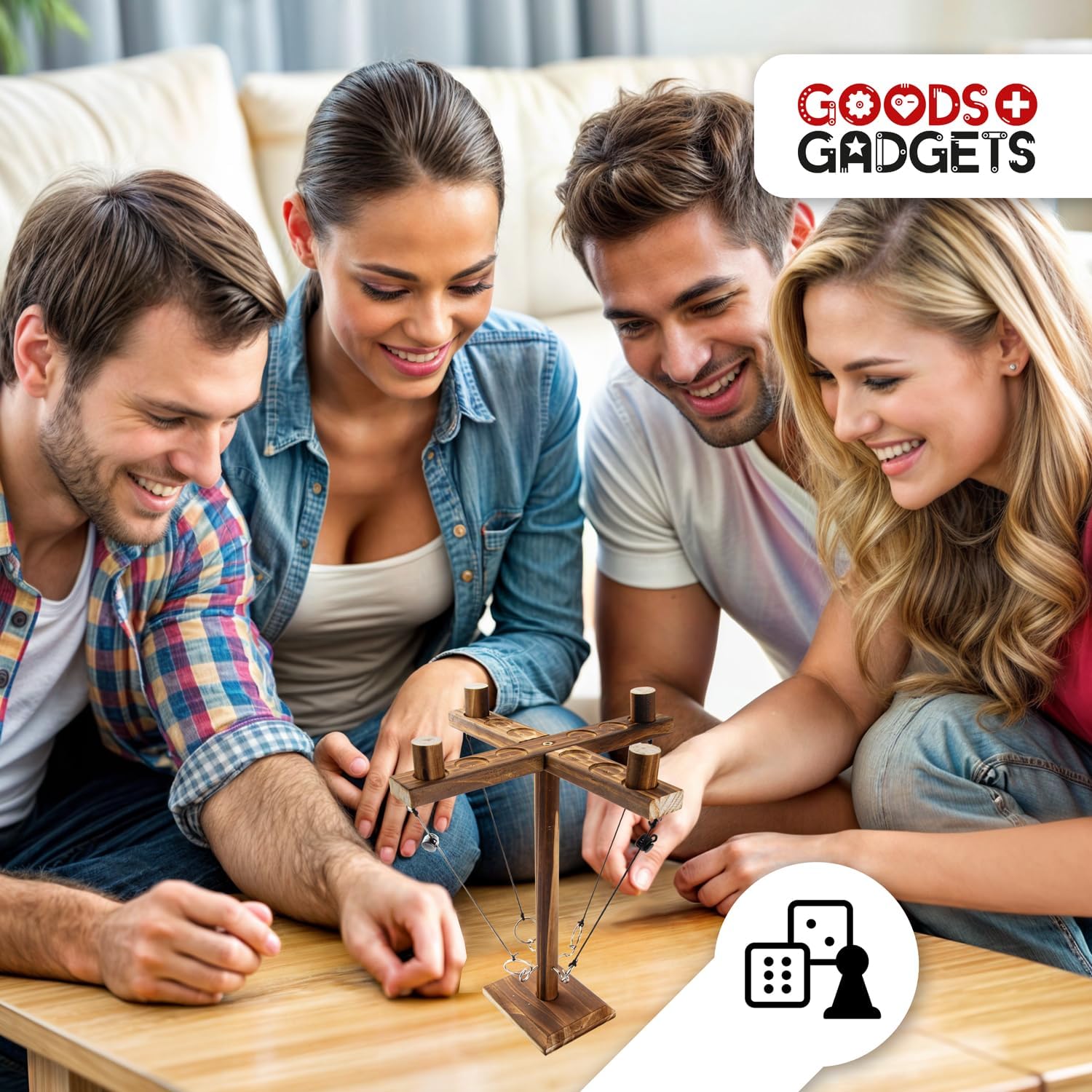 Detalle de Jeu de Lancer d'Anneaux Deluxe en Bois – Ring & Hook Toss Game 2.0