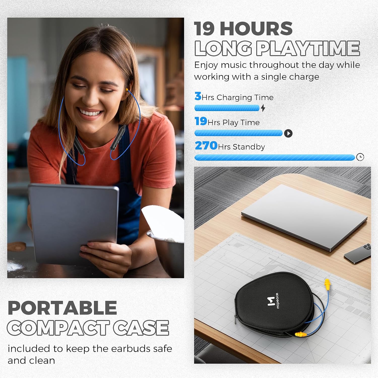 Detalle 2 de Mipeace MIPEACE Bluetooth Earplug Headphones 20+Hour