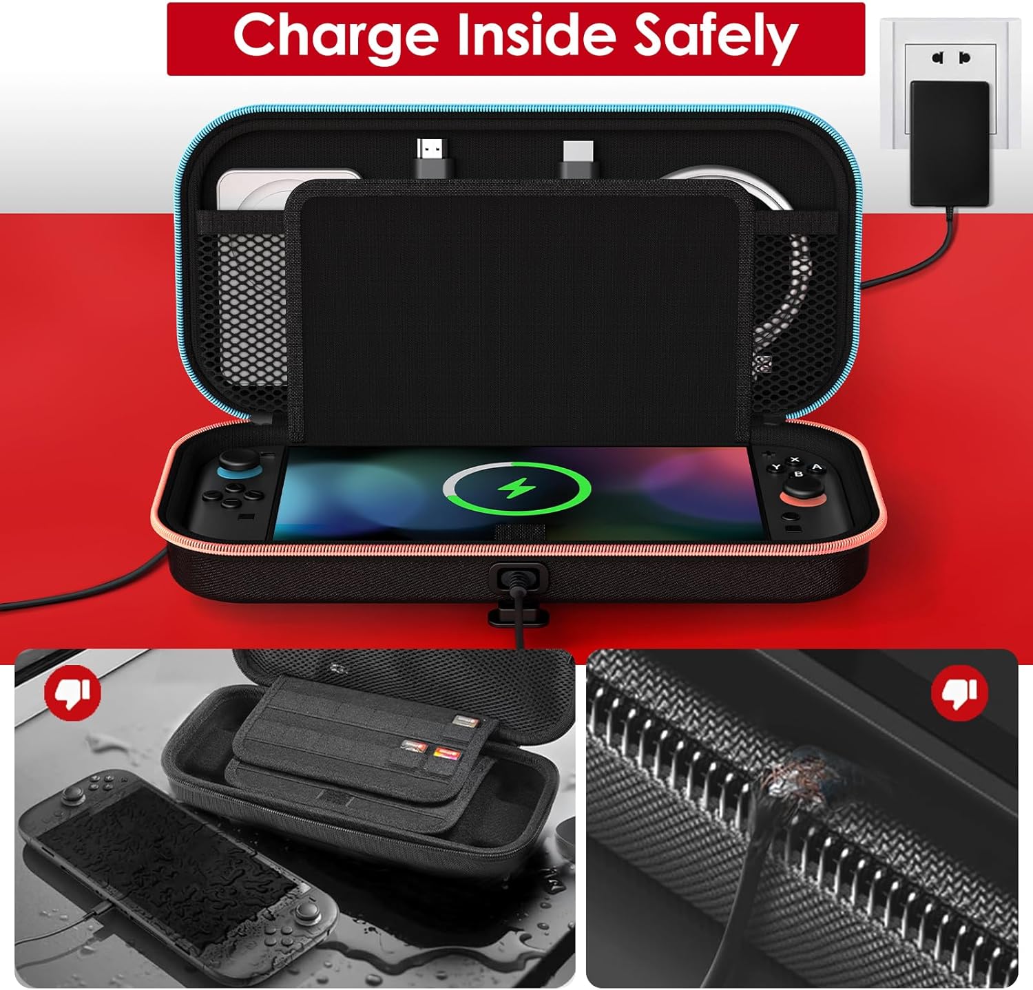 Detalle 2 de ivoler Charging Cable Port Case for Switch 2, holds 12 cards