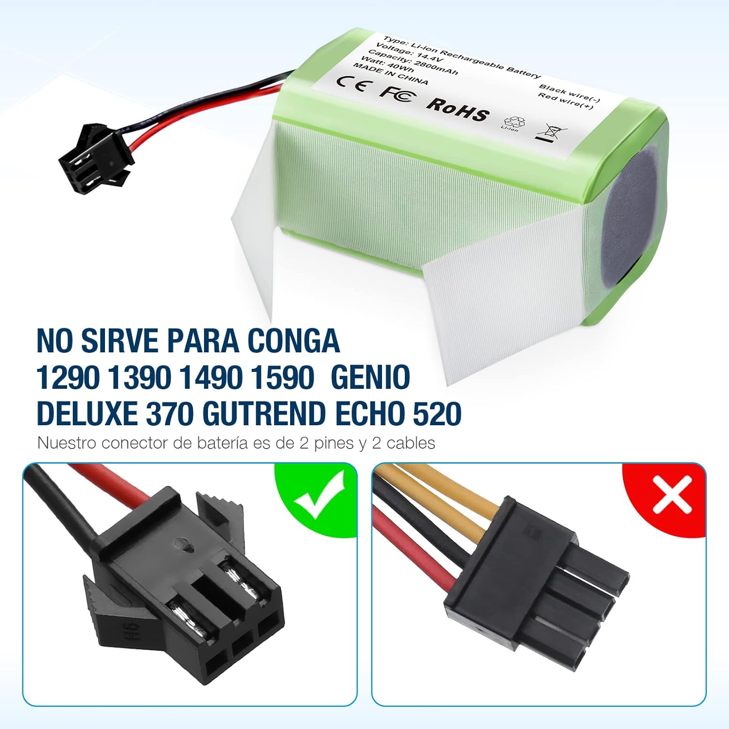 Detalle 2 de Batería 3500mAh 14,4V para Conga y Eufy