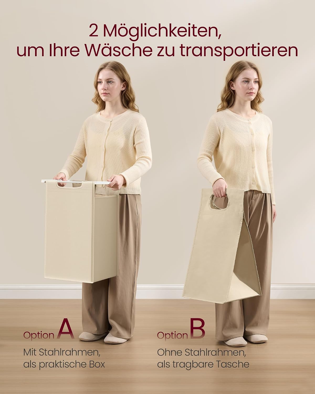 Thumbnail 6 de VASAGLE Wäschekorb 2 Fächer BLH201LH01 – Wäschesammler mit Ablage und abnehmbarem Wäschesack