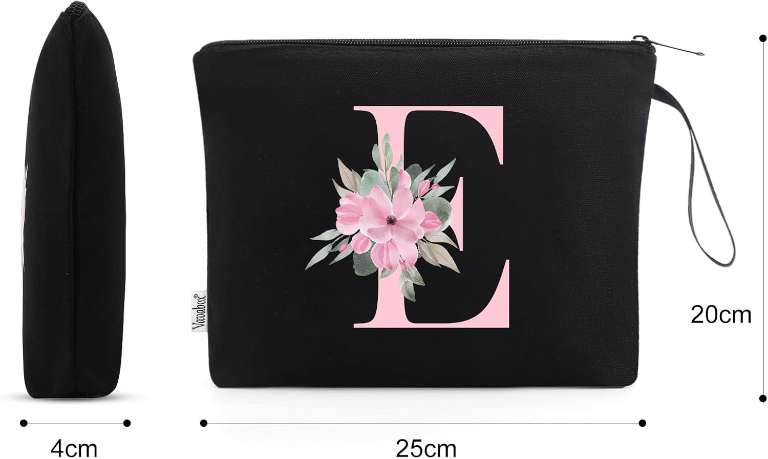 Thumbnail 1 de Vavabox A-Z Personalized Initial Makeup Bag E Black
