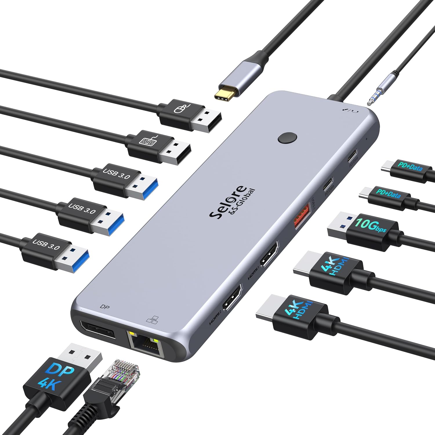 Detalle de USB C Dockingstation 13 in 1 Dual HDMI