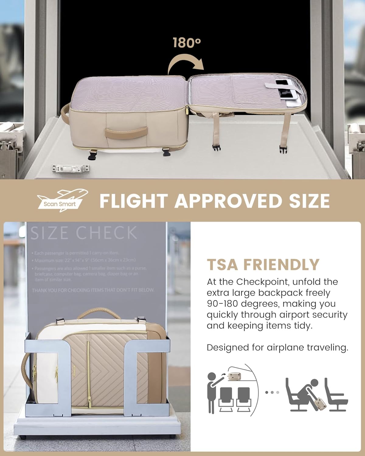 Detalle de LOVEVOOK Large Travel Backpack 40L
