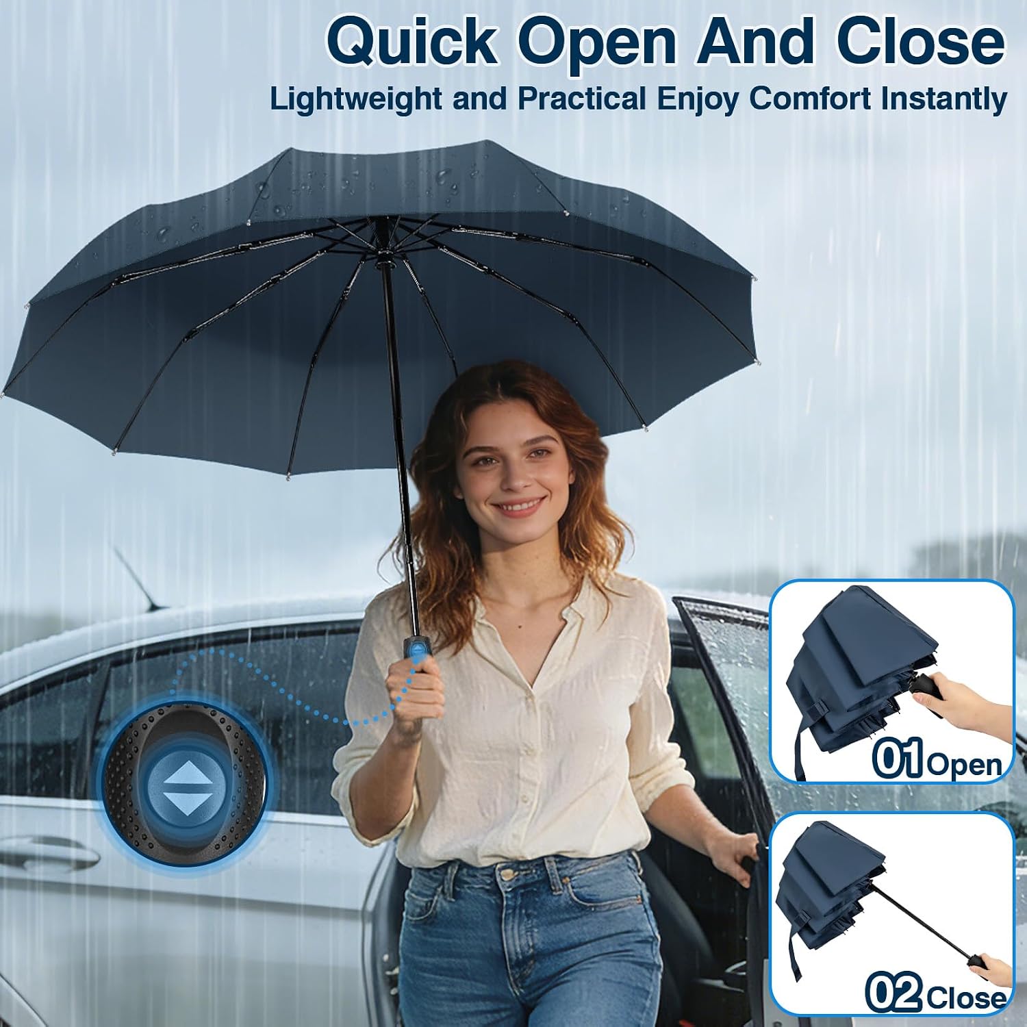 Detalle de ZOMAKE Parapluie compact coupe-vent 10 brins