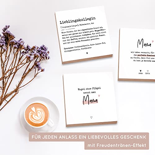 Detalle de Wunderpixel Holzbild Geschenk Mama Engel – 15x15x2 cm, echtes Foto auf Birkenholz