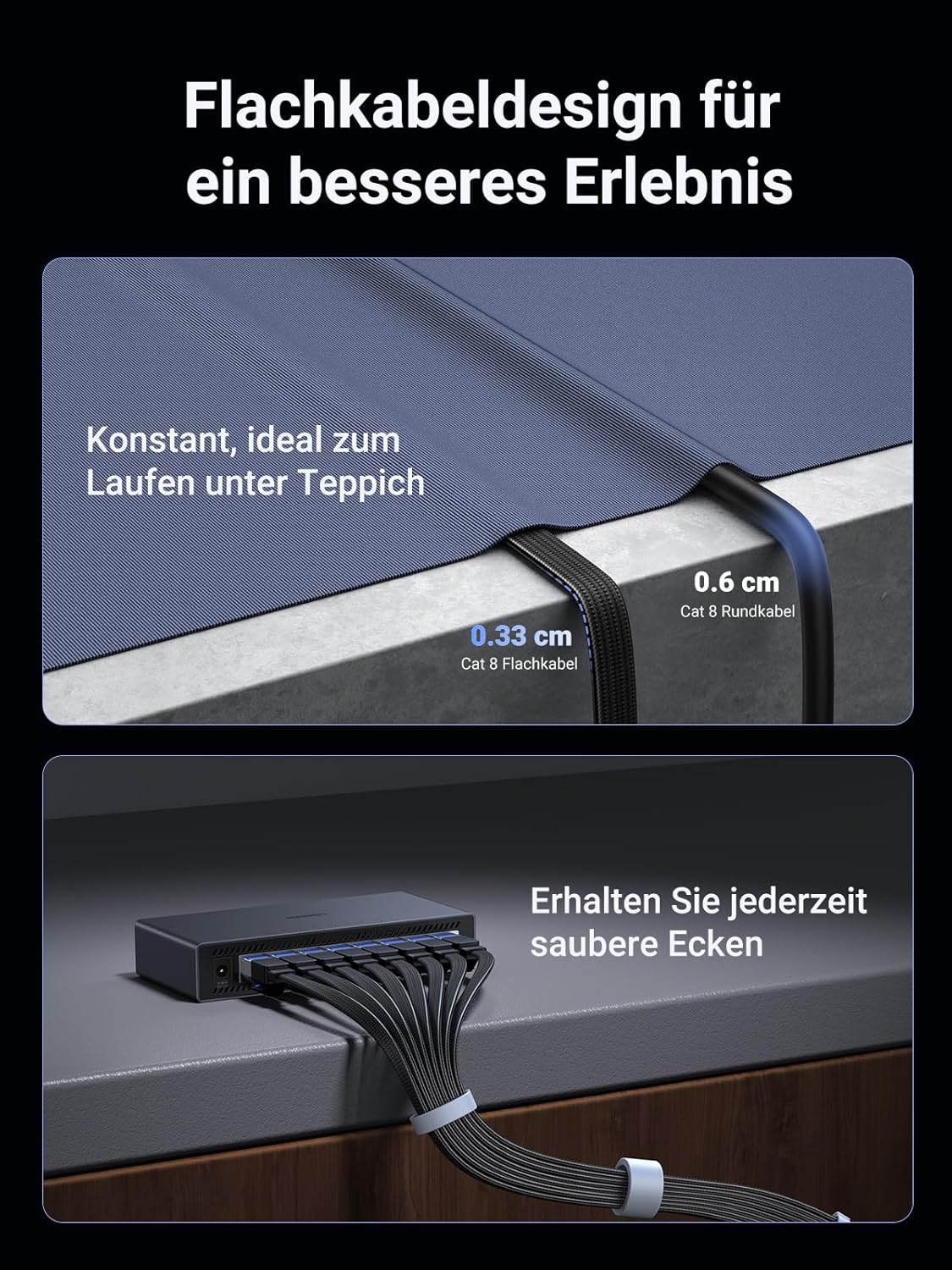 Thumbnail 2 de UGREEN CAT 8 LAN-Kabel mit 40.000 Mbit/s und 2000 MHz (Ethernet, 1 m)